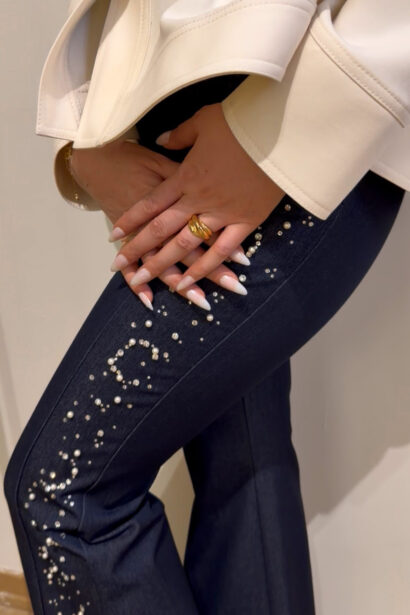 embroidery denim outfit